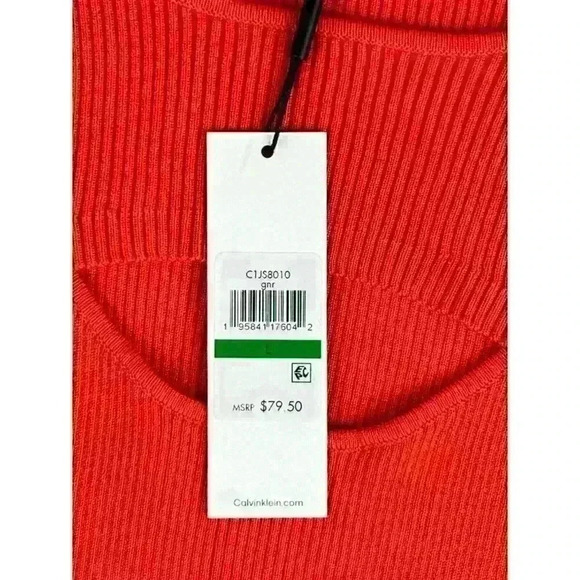 NEW! Calvin Klein Women's Size L Rib-Knit Slashed Round Neck Top NWT $79.50 - Picture 3 of 3